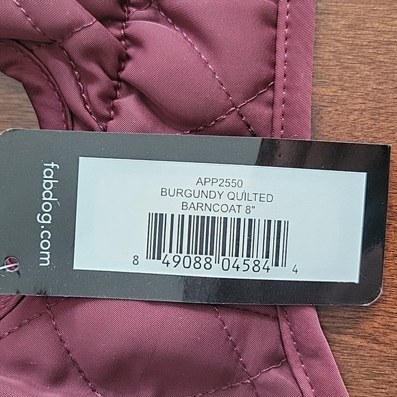 NEW | Fabdog | Dog Barn Coat | Pet Jacket | Burgundy Quilted Barncoat | 8" | XS - Picture 10 of 12